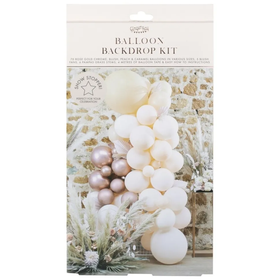 Wit Perzik Rose Gouden Ballonnenboog Set