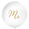 Witte Ballon Mr Goud 1m