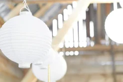 Witte Lampion Rond met lampje 20cm