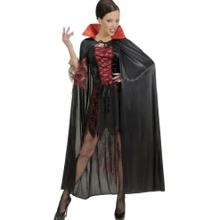 Zwarte Cape Met Rode Kraag