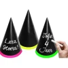Zwarte Feesthoedjes Neon Touch 18cm 6st