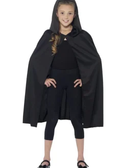 Zwarte Lange Cape met Capuchon
