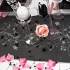 Zwarte Organza Stof Zilveren Bloemen 36cm 9m