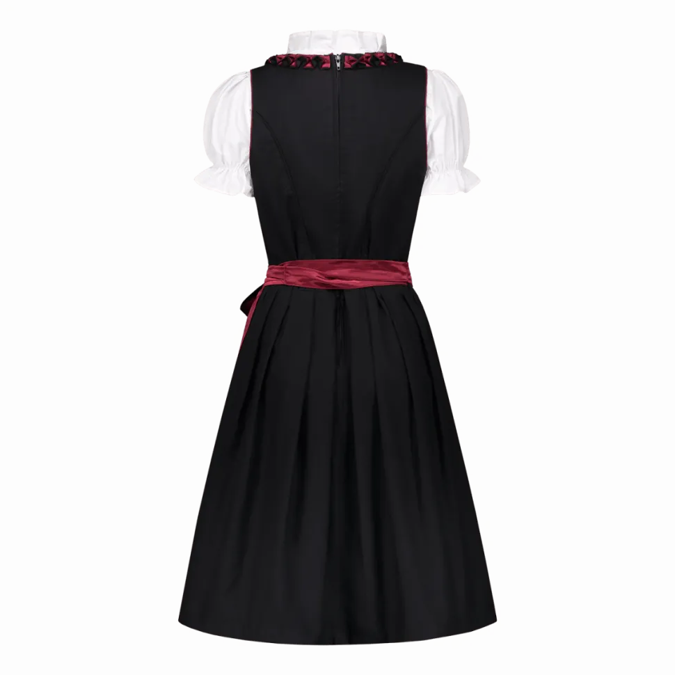 Zwart Rode Dirndl Jurk Oktoberfest Dames Bordeaux