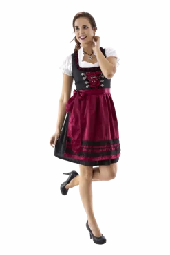 Zwart Rode Dirndl Jurk Oktoberfest Dames Bordeaux