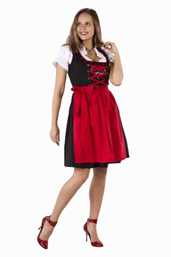 Zwart Rode Dirndl Jurk Oktoberfest Dames